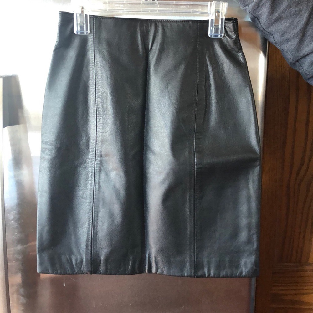 Black 100% Leather Skirt